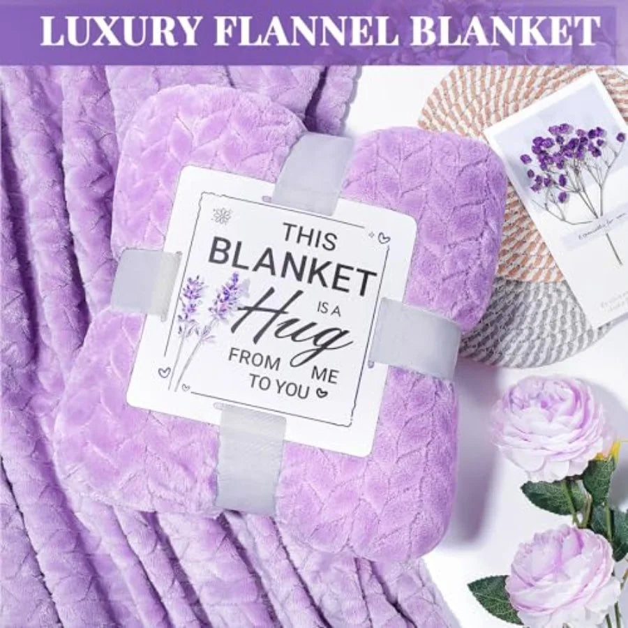 Birthday Gift for Women Self Care Get Well Soon Gifts Lavender Relaxing Spa Basket Care Package w/ Flannel Blanket 40 oz Tumble