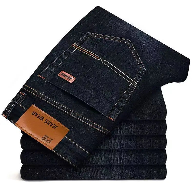 Men's Spring Autumn Vintage Black Business Jeans Men Casual Straight Stretch Classic Work Denim Trousers  Comfortable  Pant