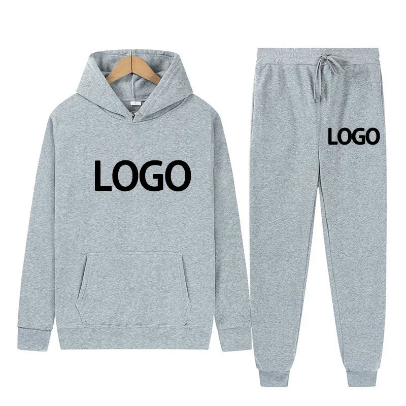 Customized Printed Men Tracksuit Women Hooded Sweatshirts and Jogger Pants Unisex Daily Casual Sports Long Sleeve Hoodies Suit