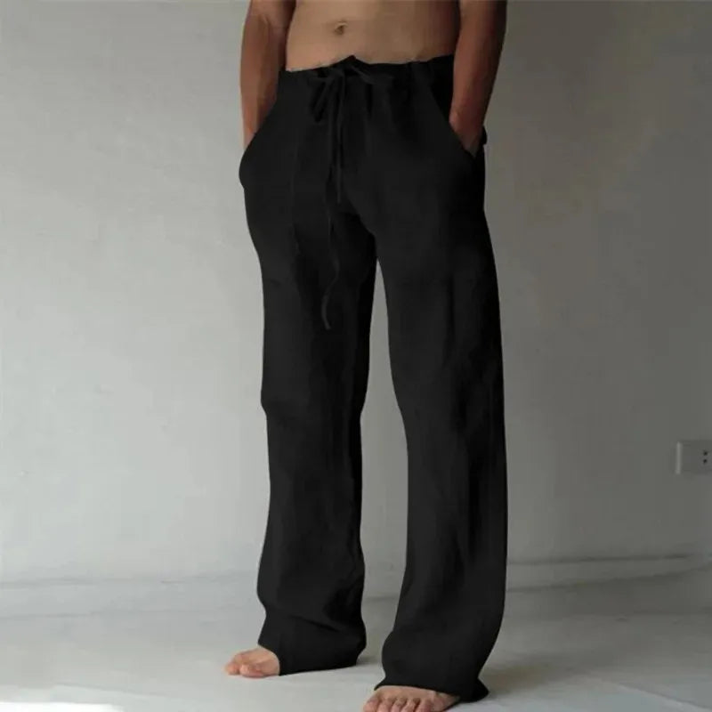 Men's Cotton Linen Long Pants Summer Solid