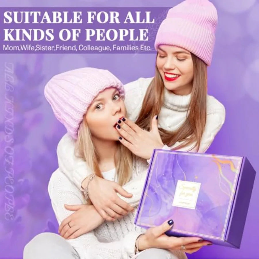 Birthday Gift for Women Self Care Get Well Soon Gifts Lavender Relaxing Spa Basket Care Package w/ Flannel Blanket 40 oz Tumble