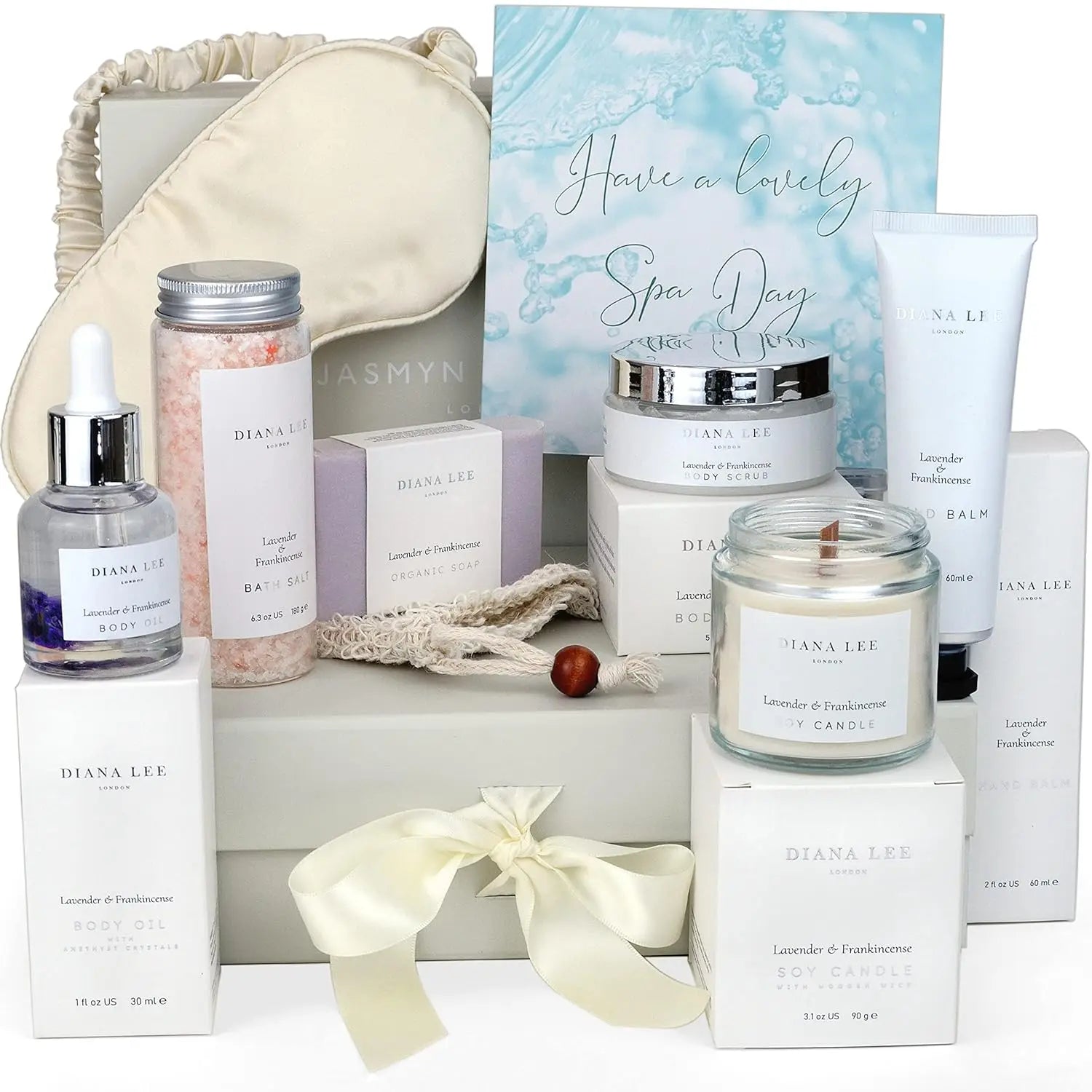 Luxury Spa Gift Basket for Women - 10 Relaxing Birthday Gifts with Lavender, Self Care Kit for Mother Sister