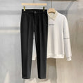 Autumn Winter Suit Pants Men Thick Business Elastic Waist Classic Grey Brown Woolen Straight Korean Formal Trousers Male 28-38