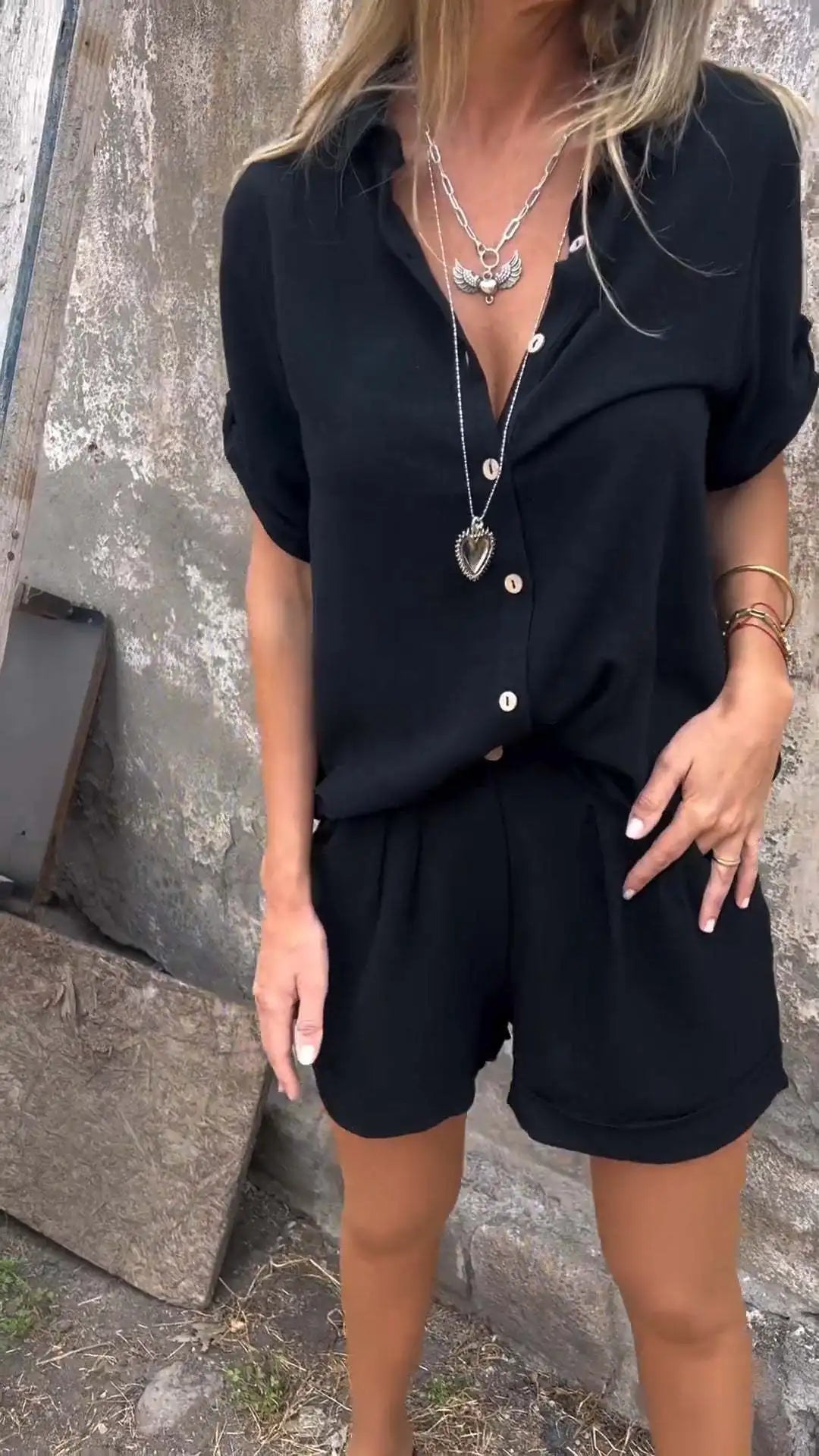 2025 New Women Cotton Linen Short-Sleeved T-Shirt Shorts Suit Summer Women Casual Shirt Top + Short Pant Two Peice Set Women Set