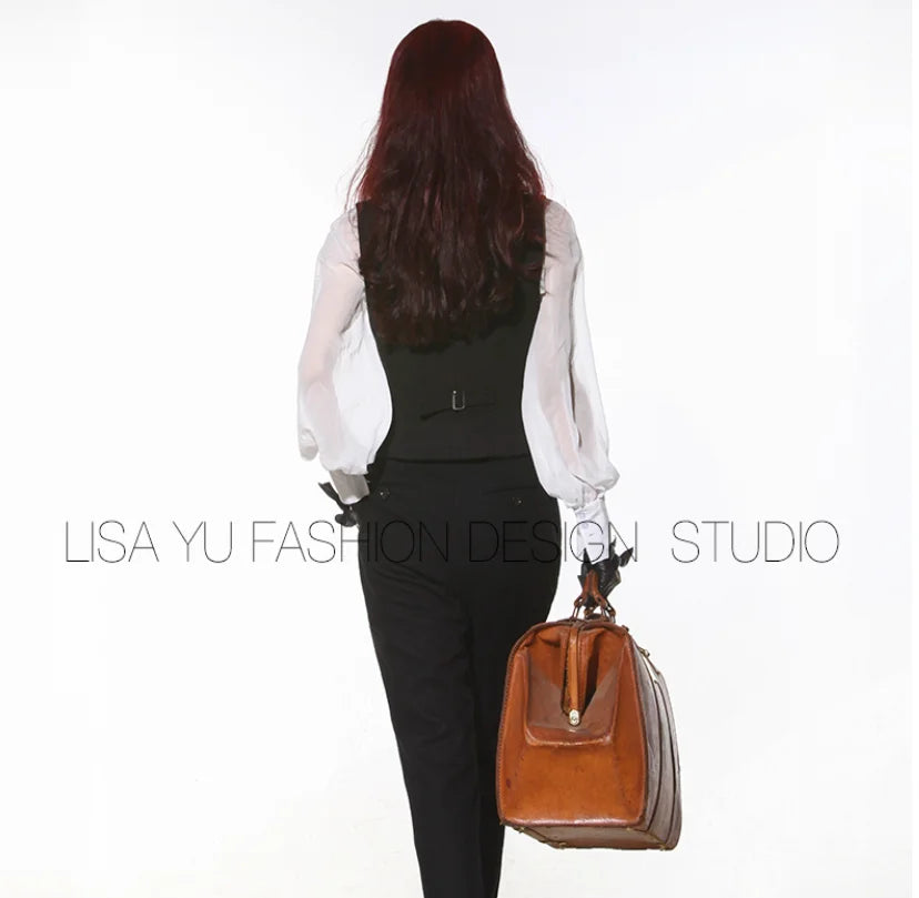 Women's Suit Vest for women Double Breasted V-neck Vest Slim Fit Jacket Women's Sleeveless Waistcoat жилетка женская