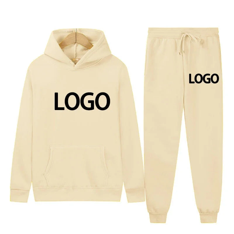 Customized Printed Men Tracksuit Women Hooded Sweatshirts and Jogger Pants Unisex Daily Casual Sports Long Sleeve Hoodies Suit