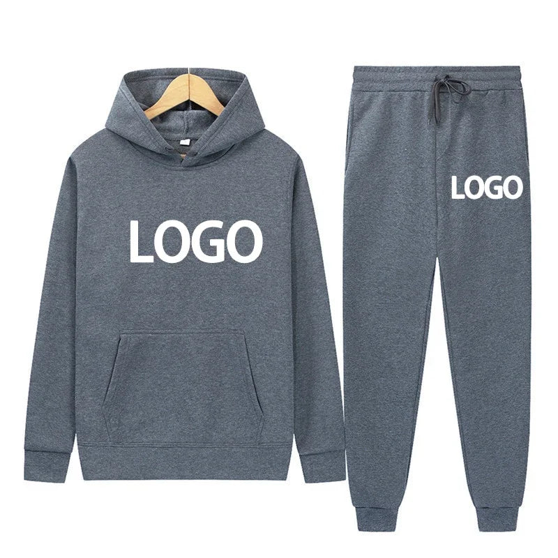 Customized Printed Men Tracksuit Women Hooded Sweatshirts and Jogger Pants Unisex Daily Casual Sports Long Sleeve Hoodies Suit