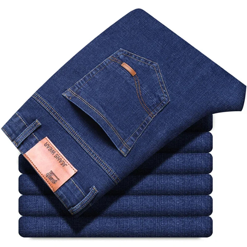 Men's Spring Autumn Vintage Black Business Jeans Men Casual Straight Stretch Classic Work Denim Trousers  Comfortable  Pant