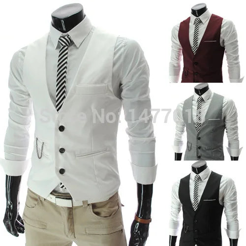 M-7XL 2026 New Dress Vests For Men Slim Fit Mens Suit Vest Male Waistcoat Gilet Homme Casual Sleeveless Formal Business Jacket
