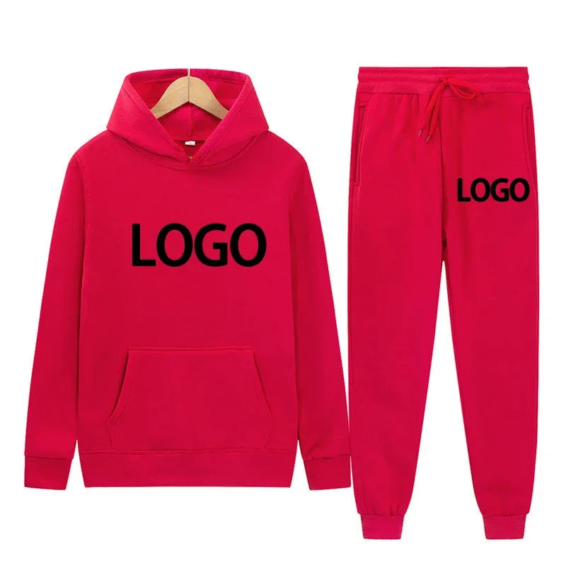 Customized Printed Men Tracksuit Women Hooded Sweatshirts and Jogger Pants Unisex Daily Casual Sports Long Sleeve Hoodies Suit
