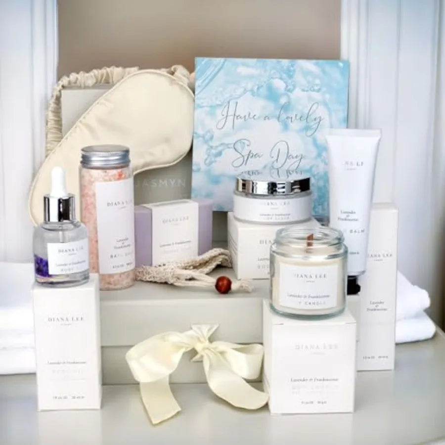 Jasmyn and Greene Luxury Spa Gift Basket for Women - 10 Relaxing Spa Birthday Gifts for Women with Lavender. Bridal Shower Gift