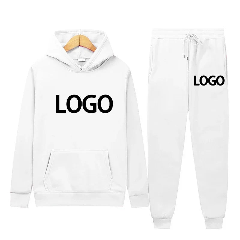 Customized Printed Men Tracksuit Women Hooded Sweatshirts and Jogger Pants Unisex Daily Casual Sports Long Sleeve Hoodies Suit