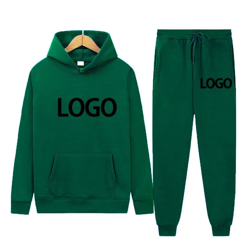 Customized Printed Men Tracksuit Women Hooded Sweatshirts and Jogger Pants Unisex Daily Casual Sports Long Sleeve Hoodies Suit