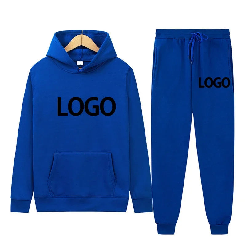 Customized Printed Men Tracksuit Women Hooded Sweatshirts and Jogger Pants Unisex Daily Casual Sports Long Sleeve Hoodies Suit