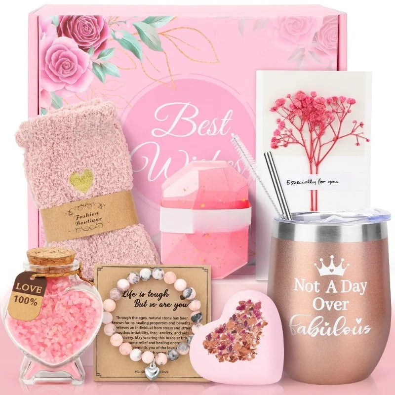 Self Care Spa Gift Baskets for Women,Valentine's Day,Mothers Day-Lavender Spa Gift Basket Set,Gift Sets 8pcs/box Thank You Gifts