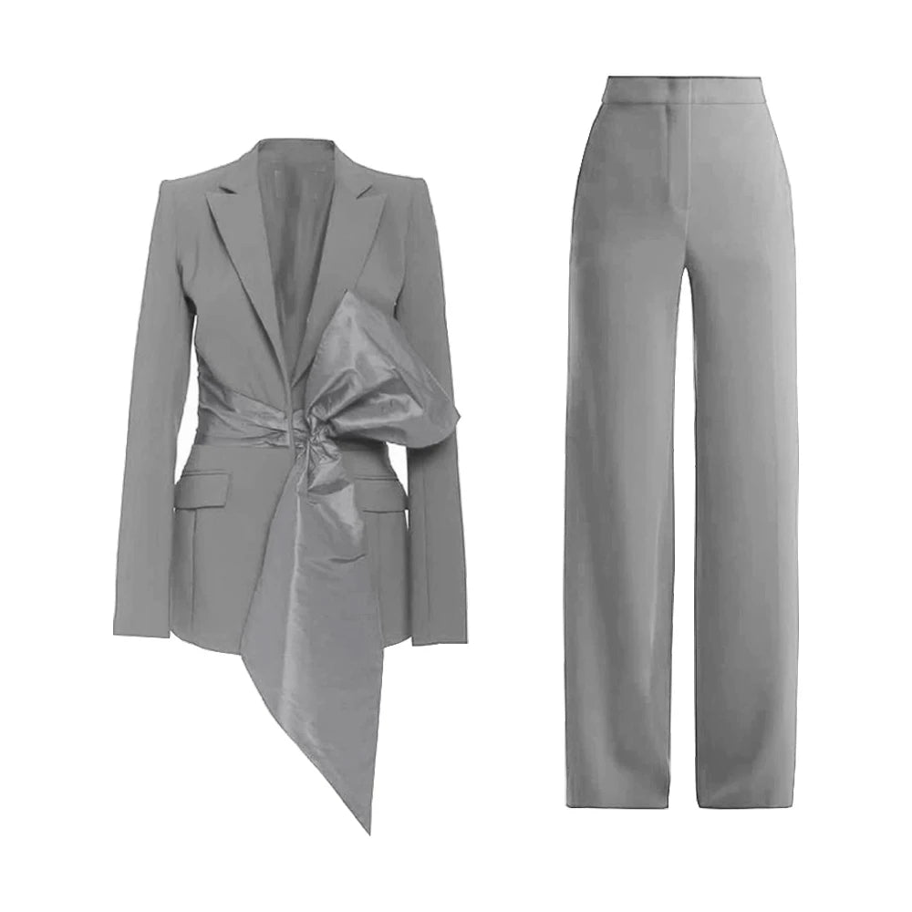 New 2 Piece Set for Women Bow Vacation Outfits Red Women's Clothing Sets Luxury  Prom Suit Вечерний костюм брючный женский