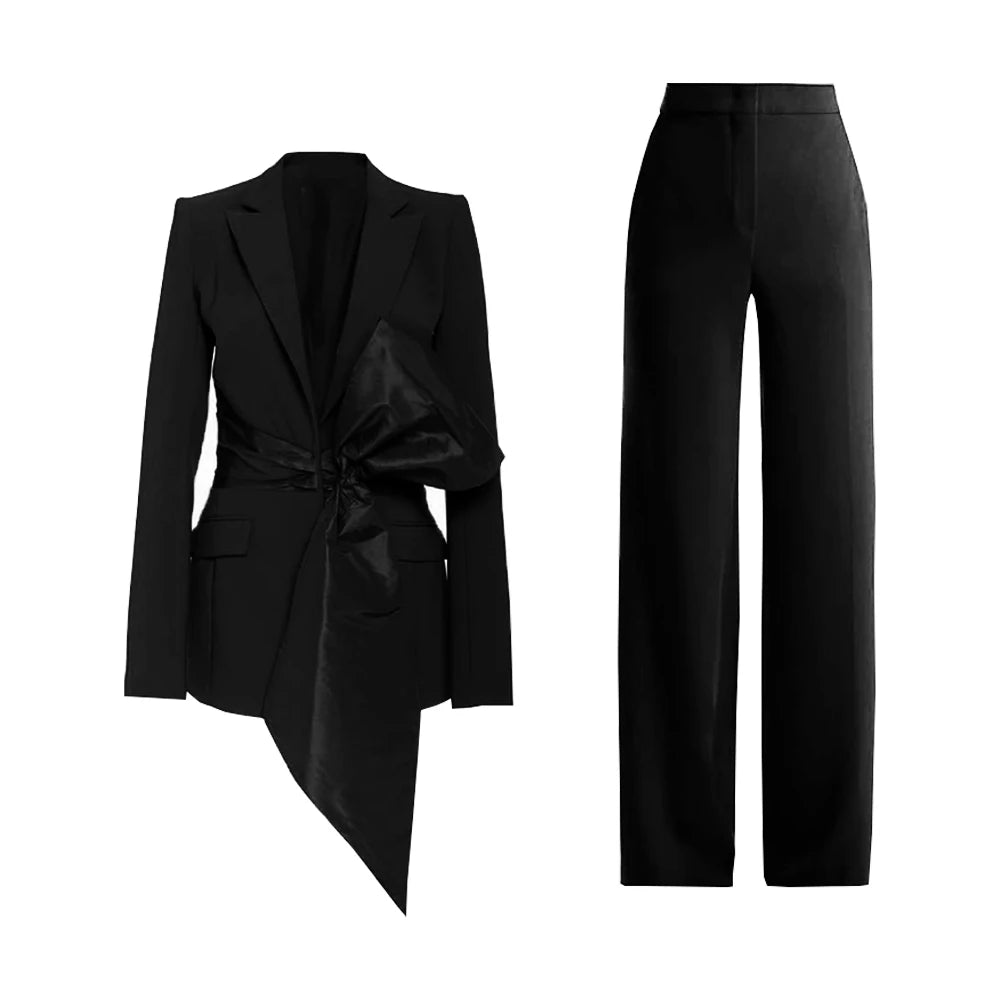 New 2 Piece Set for Women Bow Vacation Outfits Red Women's Clothing Sets Luxury  Prom Suit Вечерний костюм брючный женский