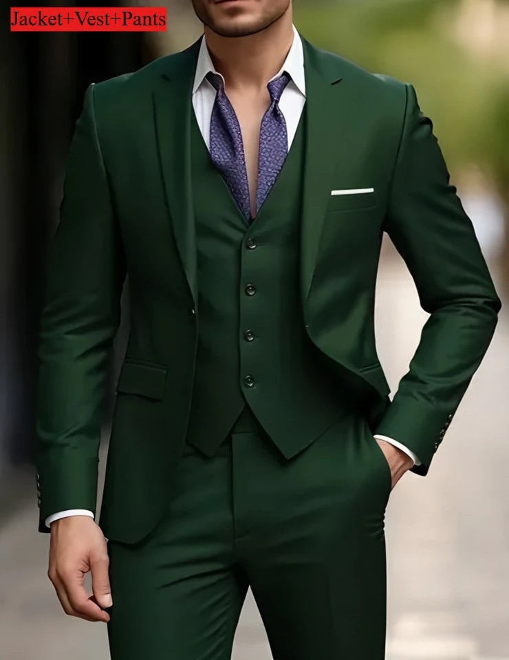 Elegant Men's Suit Sets- Slim Fit Tuxedo Set for Weddings & Formal Occasions, Black Suit