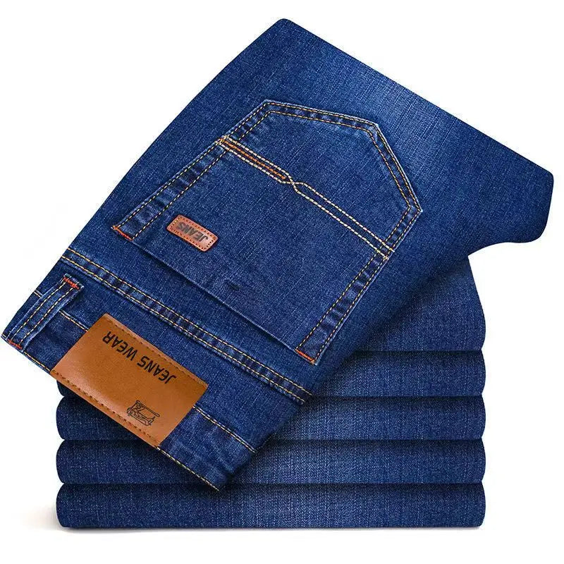 Men's Spring Autumn Vintage Black Business Jeans Men Casual Straight Stretch Classic Work Denim Trousers  Comfortable  Pant
