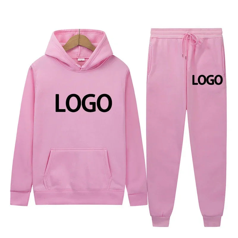 Customized Printed Men Tracksuit Women Hooded Sweatshirts and Jogger Pants Unisex Daily Casual Sports Long Sleeve Hoodies Suit