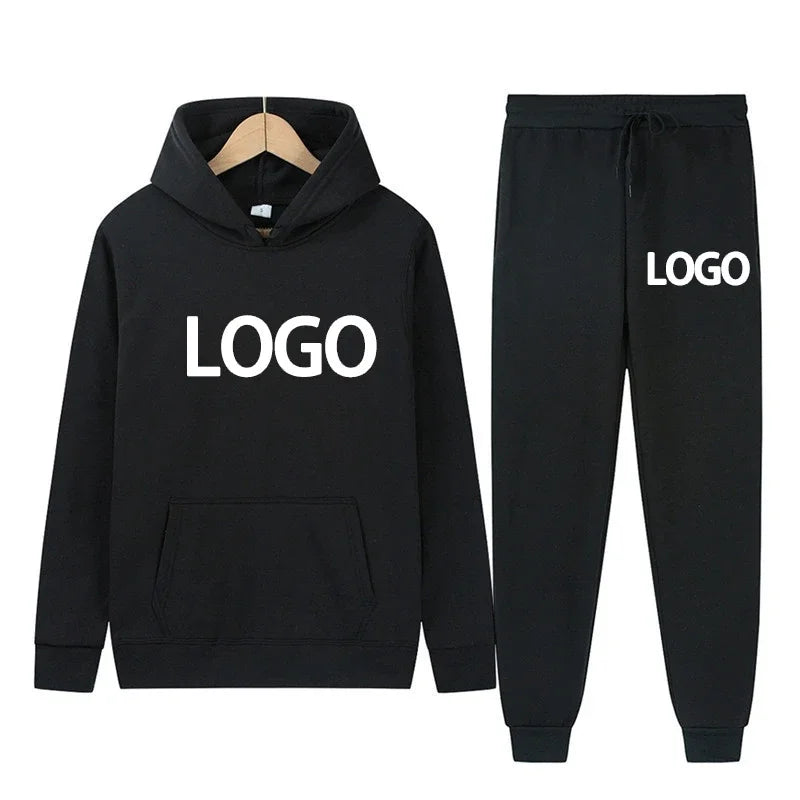 Customized Printed Men Tracksuit Women Hooded Sweatshirts and Jogger Pants Unisex Daily Casual Sports Long Sleeve Hoodies Suit
