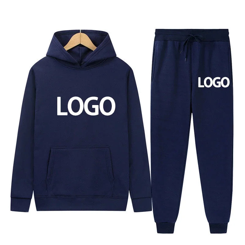Customized Printed Men Tracksuit Women Hooded Sweatshirts and Jogger Pants Unisex Daily Casual Sports Long Sleeve Hoodies Suit