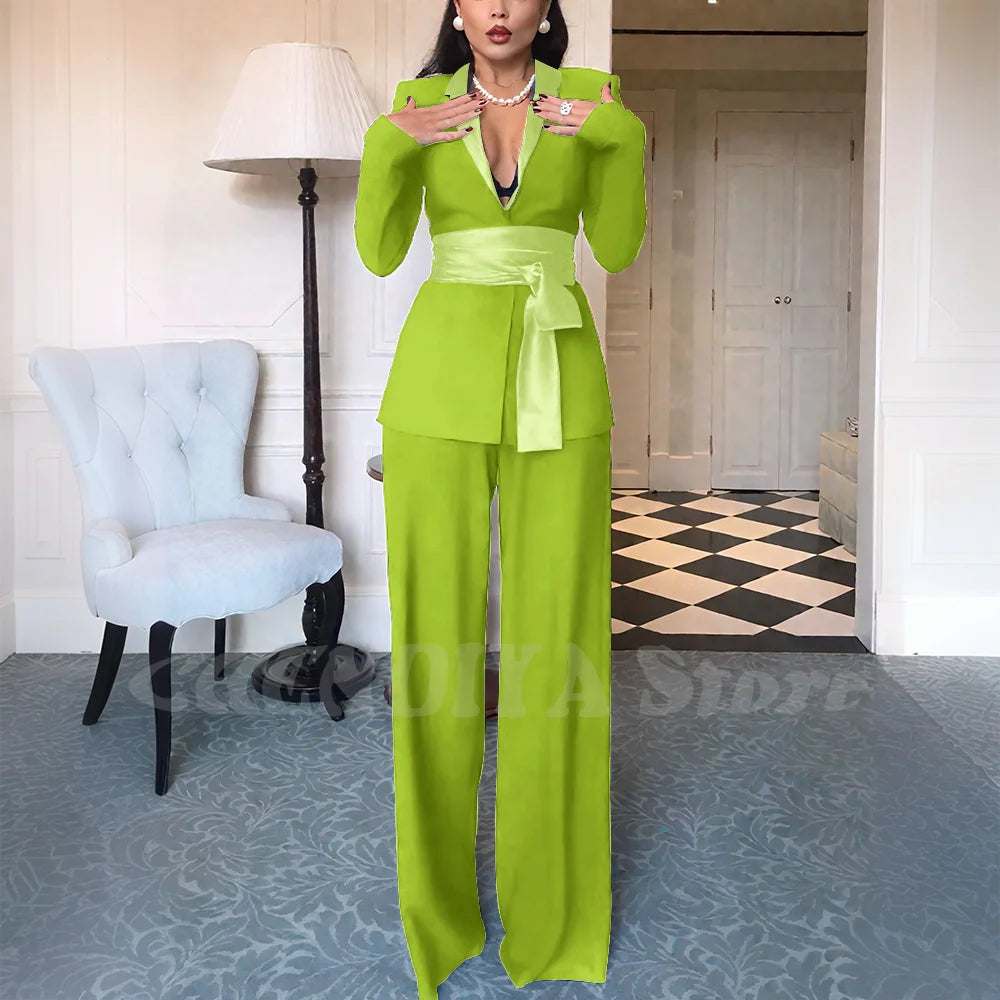 High Quality Women Suits Classic Fit 2 Piece Solid Color Shawl Lapel Elegant Casual Blazer Pants Daily Office Lady Customized