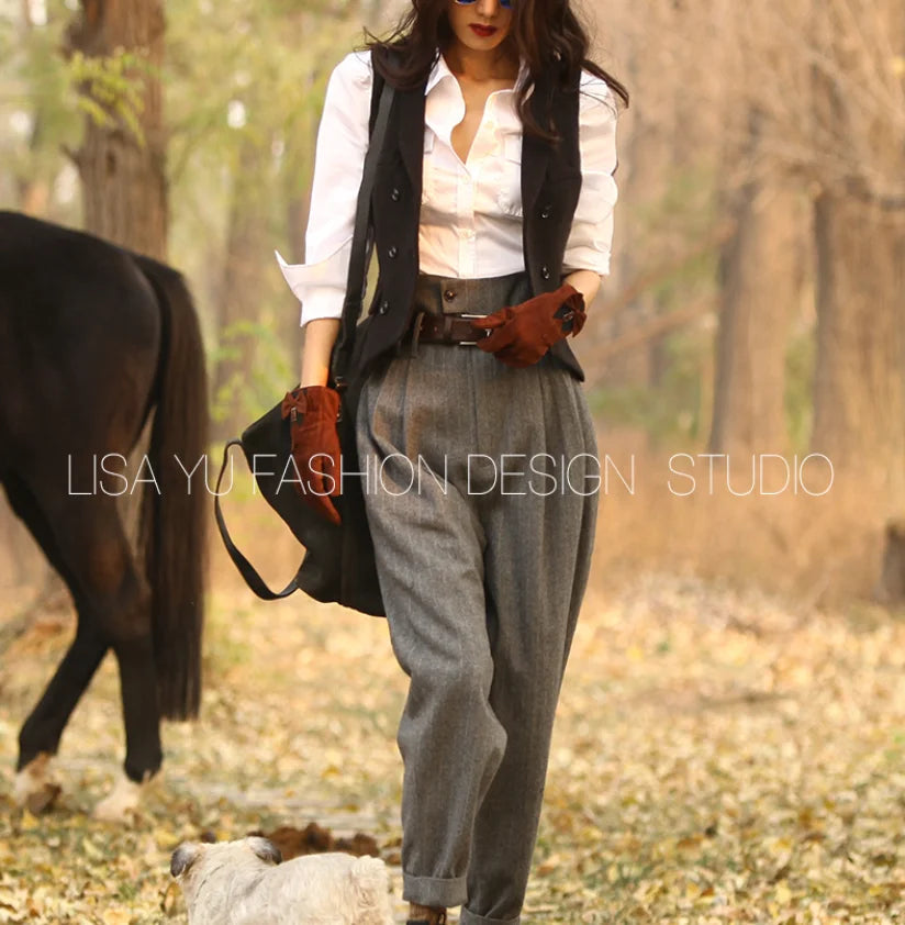 Women's Suit Vest for women Double Breasted V-neck Vest Slim Fit Jacket Women's Sleeveless Waistcoat жилетка женская