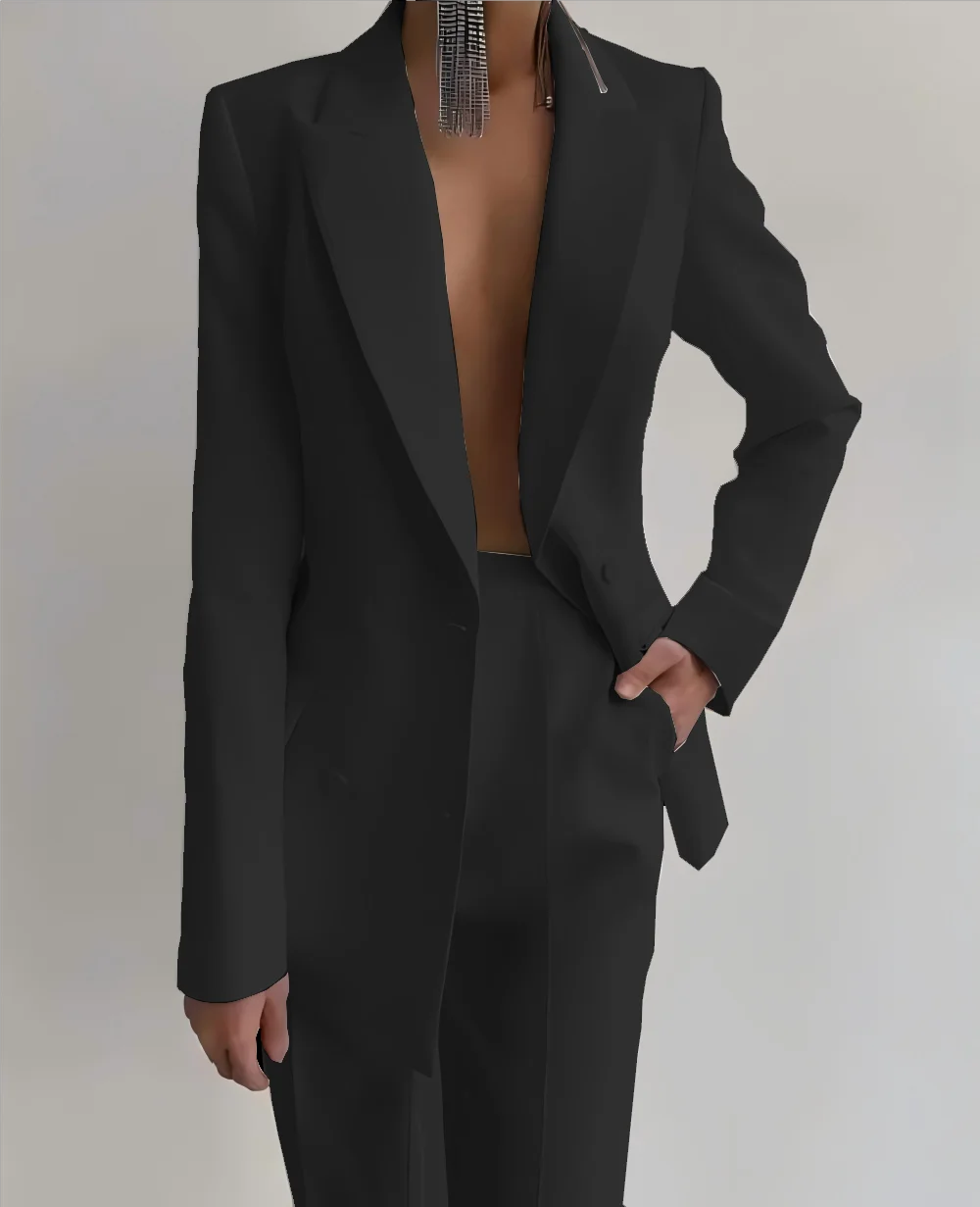 Allingentle Customized Purple Suits Set for Women 2 Piece Double Breasted Jacket with Wide leg Pants Business Formal Pantsuits