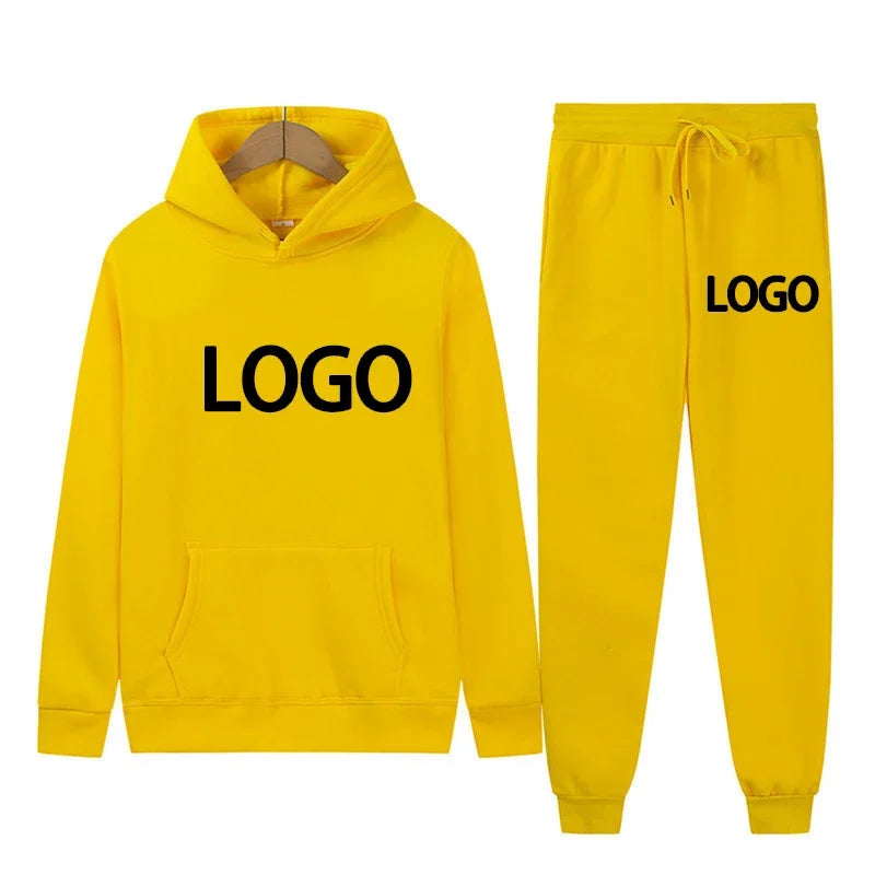 Customized Printed Men Tracksuit Women Hooded Sweatshirts and Jogger Pants Unisex Daily Casual Sports Long Sleeve Hoodies Suit