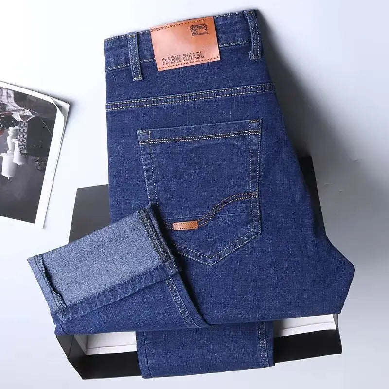 Men's Spring Autumn Vintage Black Business Jeans Men Casual Straight Stretch Classic Work Denim Trousers  Comfortable  Pant