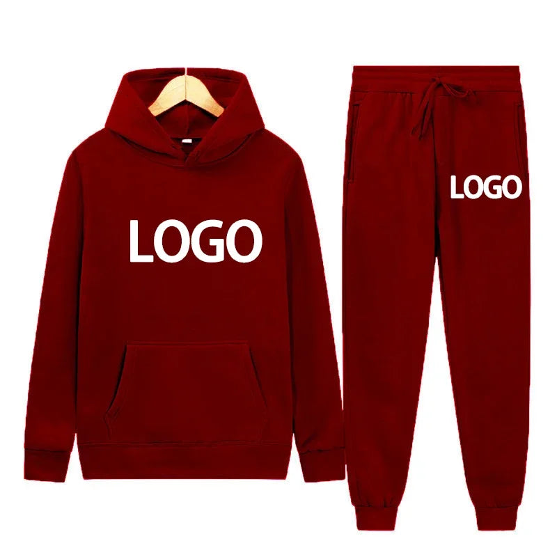 Customized Printed Men Tracksuit Women Hooded Sweatshirts and Jogger Pants Unisex Daily Casual Sports Long Sleeve Hoodies Suit
